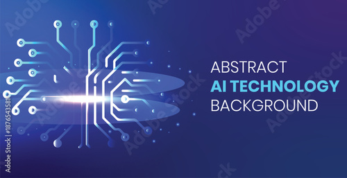 Abstract AI Technology Background with Glowing Circuit Board