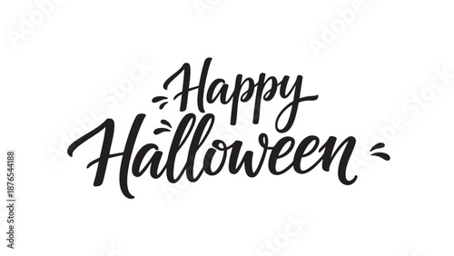 Happy Halloween festive black handwritten text on transparent background