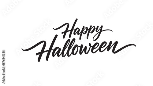 Happy Halloween Hand Lettered Text on White Background