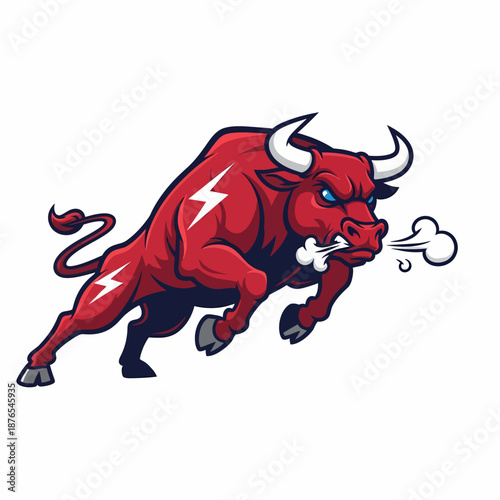 Red Bull Illustration Charging Forward with Lightning Symbolism