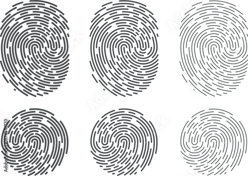 Human Fingerprint Vector Set  Biometric Identity and Digital Security Icons