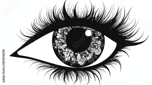 Intricate Eye Illustration with Detailed Iris and Lashes