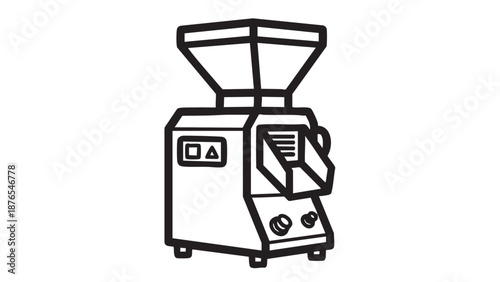 Industrial coffee grinder in operation, showcasing machinery, equipment, technology, processing, and industry in a modern manufacturing setting.