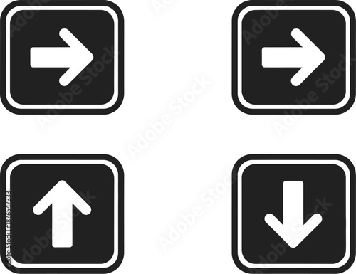 Directional arrow icons in silhouette style on transparent background