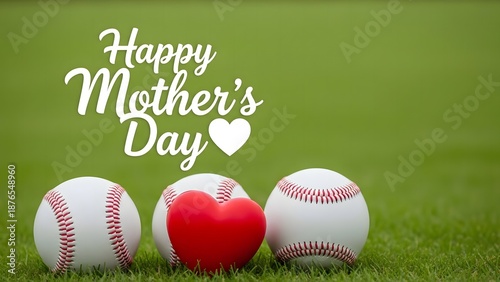 Happy mother's day baseball theme image with heart