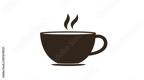 Hot coffee cup with steam on a white background