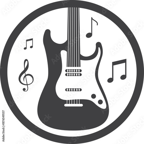 Guitar Music Sound Logo Modern Entertainment Business Icon Vector Template