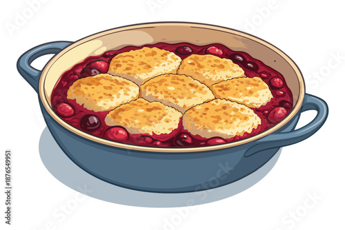 Homemade Cranberry Cobbler Dish Illustrati
