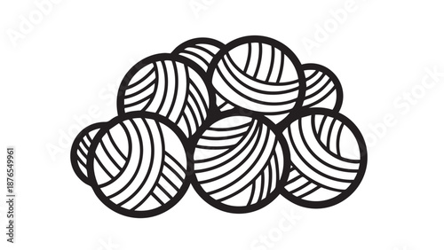 A collection of yarn balls stacked together in a neat pile