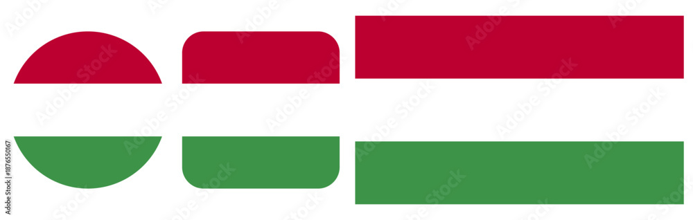 Obraz premium A set of icons depicting the flag of Hungary, made in vector graphics and placed on a transparent background.