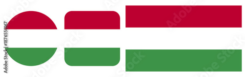 A set of icons depicting the flag of Hungary, made in vector graphics and placed on a transparent background.