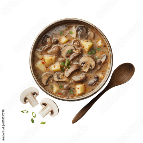 Kulesh Mushroom Soup Dish isolated on white background