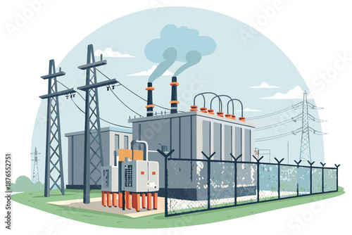 Industrial Power Substation Near Plant