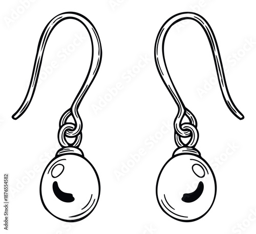 Classic black outline pearl drop earrings featuring a polished round bead design suitable for retail advertisements fashion magazines or accessory branding purposes