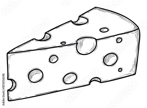 A delicious block of classic Swiss cheese with characteristic holes, perfect for culinary blogs, food packaging, restaurant menus, or dairy product advertisements