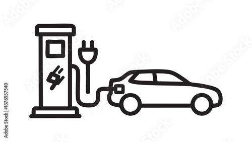 Electric car charging at a modern fueling station