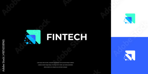 fin tech logo design vector, financial technology logo idea