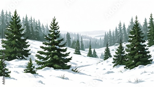 Snowy Pine Forest Landscape