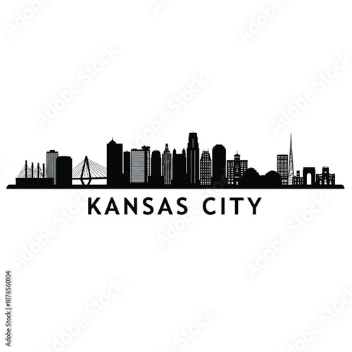 Fotografie kansas city skyline with buildings and bridge