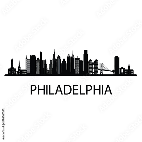 Cuadro en lienzo philadelphia city skyline with iconic buildings and bridge
