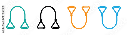 resistance band line icon on white. Colorful resistance bands for exercise and fitness. 