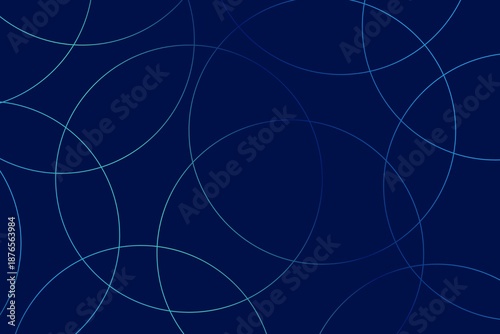 Konstfotografi Dark blue technological background with thin overlapping glowing circle outlines