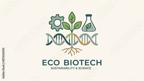 Sustainable biotechnology illustration representing eco-friendly science and genetic engineering concepts