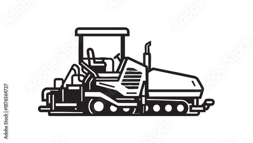 A road roller machine operating on a construction site, viewed from the side.