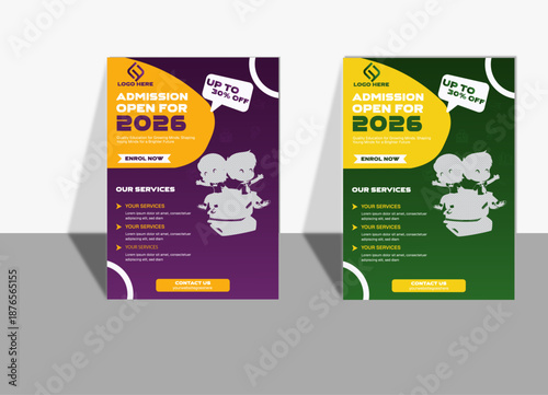 Education Admission Flyer – Minimal Colorful Gradient Academic brochure A4 layout design.