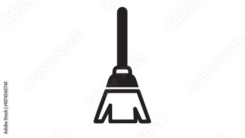 A simple line drawing of a dustpan on a white background viewed from directly above