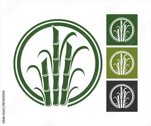 Sugarcane vector logo illustration flat design template organic farm product