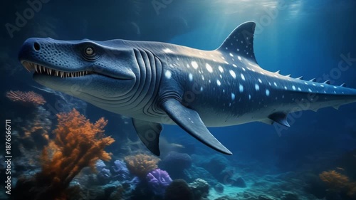 Wallpaper Mural A predatory marine creature swims through vibrant corals Torontodigital.ca