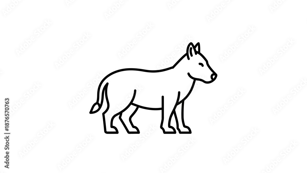 Fototapeta premium Stylized outline drawing of a dog, simple line art, isolated on white background