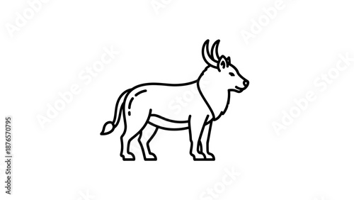 Stylized Ox Illustration, Minimalist Line Art, Farm Animal Icon, Vector Graphic