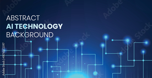 Abstract AI technology background with blue lights