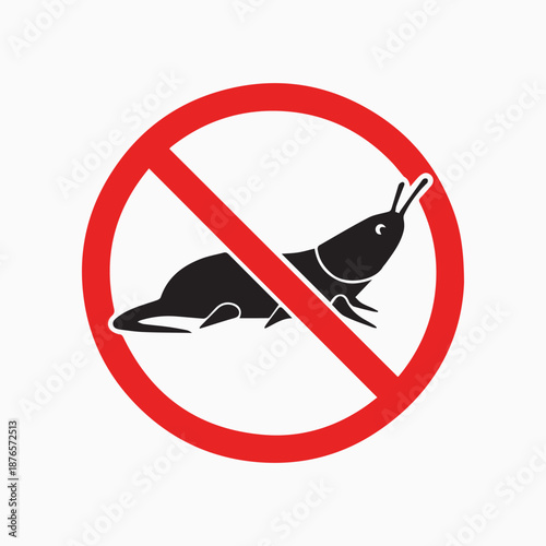 No Slug Sign: A striking graphic of a slug crossed out, symbolizing a clear message against unwanted presence or action. The universal symbol for prohibition and control.