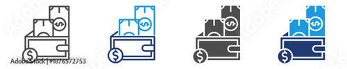 billfold icon set multiple style