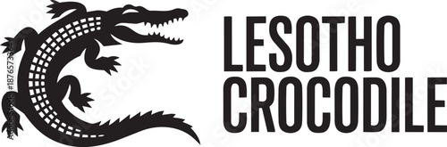 Lesotho crocodile mascot vector logo design fierce black animal silhouette wildlife emblem illustration