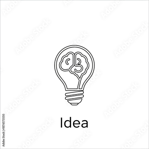 Brain Inside Light Bulb Icon, Symbol of Idea, Innovation, and Creativity