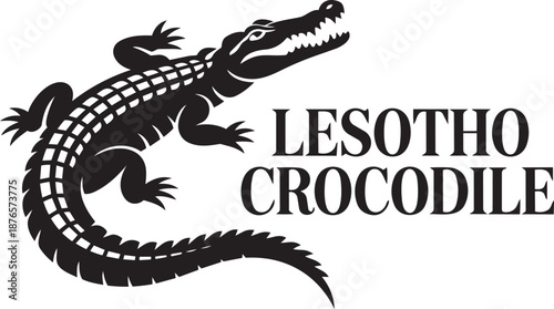 Black silhouette crocodile logo design for lesotho crocodile mascot simple detailed vector graphic