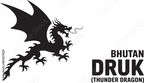 Druk thunder dragon mythical creature of bhutan himalayan culture national symbol vector illustration
