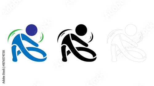 Stretching exercise icon set body flexibility & warm-up vector. modern sports activity graphic with solid, outline style