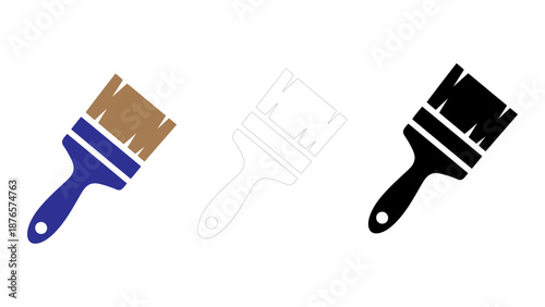 Versatile paintbrush icon set modern vector painting tool & art supplies for creative design projects