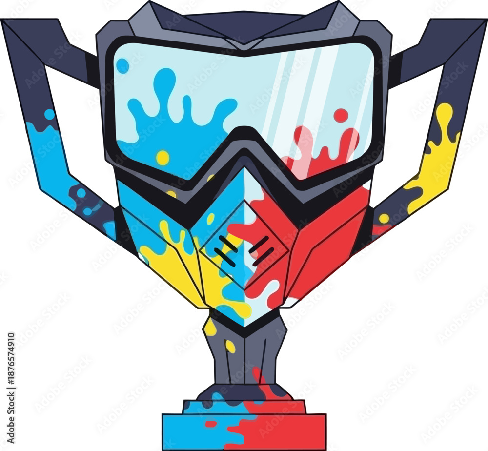 Naklejka premium Extreme Sports Victory Trophy with Colorful Paint Splatter Award Competition Achievement trophy
