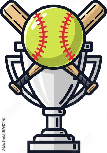 Sports Trophy with Baseball and Bats Championship Victory Award for Softball Players trophy
