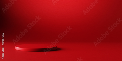 Cuadro en lienzo Red podium table top with spot light for product placement mockup
