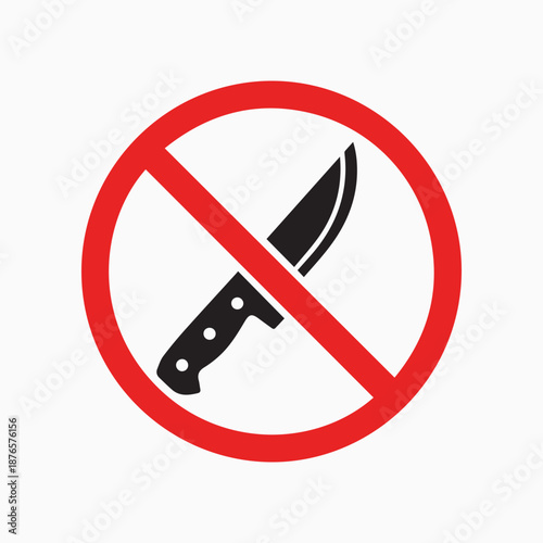 No Knife Zone: A bold symbol against the use of knives, a clear message conveyed by the crossed-out image, promoting safety and awareness.