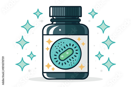 Probiotic Trendy Health Supplement Bottle