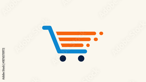 Abstract Shopping Cart Icon with Motion Effect.