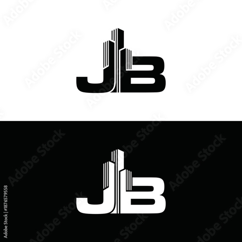 a logo combining the letters J and B with a building into one